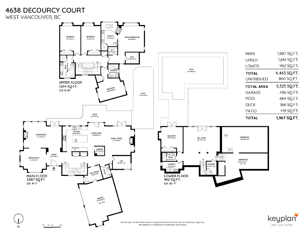 Floor plan for 4638 Decourcy Court, Caulfeild, West Vancouver
