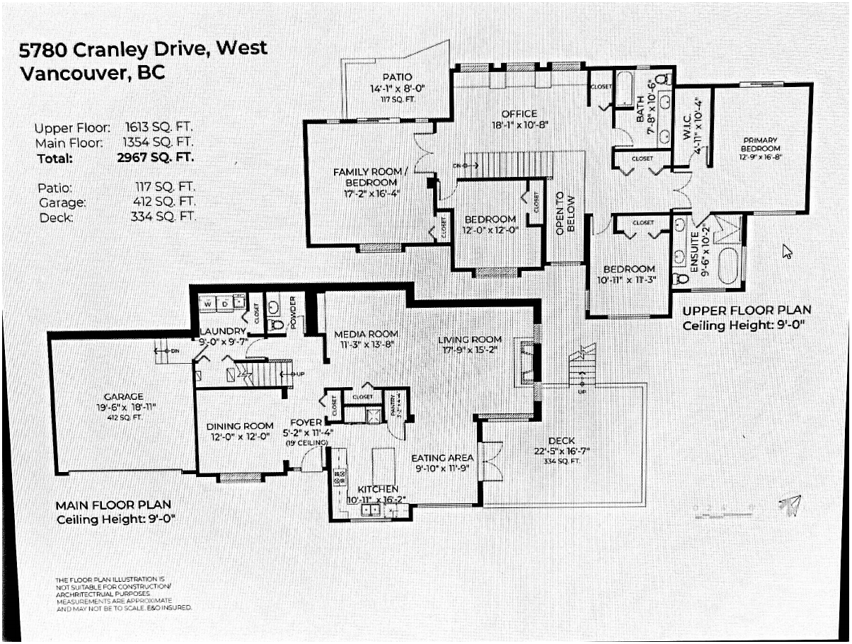 Floor plan for 5780 Cranley Drive, Eagle Harbour, West Vancouver
